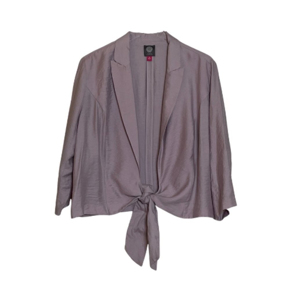 NWT Vince Camuto Purple Satin Tie-Hem Open-Front Cardigan Jacket Sz. 1X